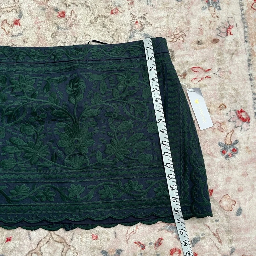 J Marie Juniors XL Laken Floral Embroidery Mini Pencil Skirt Party Green Blue - Picture 4 of 7